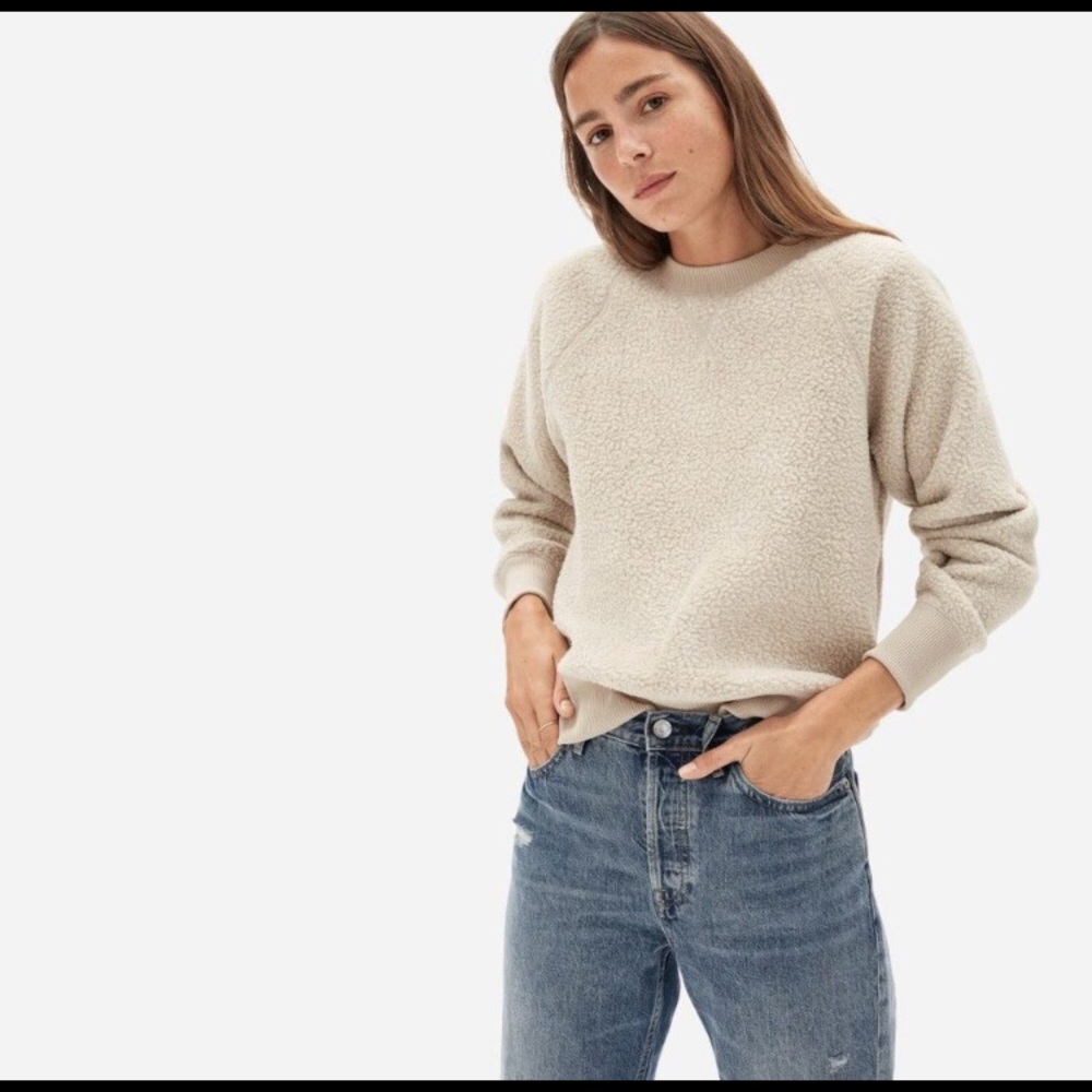 Everlane ReNew Fleece Raglan Sweatshirt in Oat Size Small